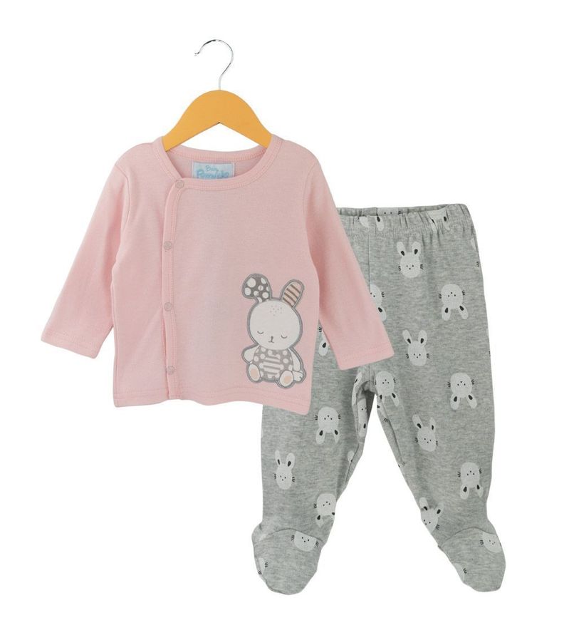 Conjunto de Algodón Rosado Gris para Bebé Pumucki-0