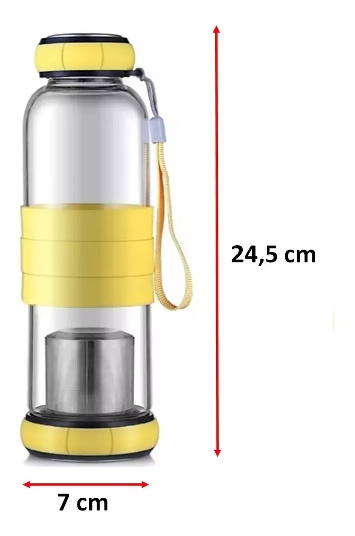 Infusor De Té Botella Vidrio 500 Ml Amarillo-1