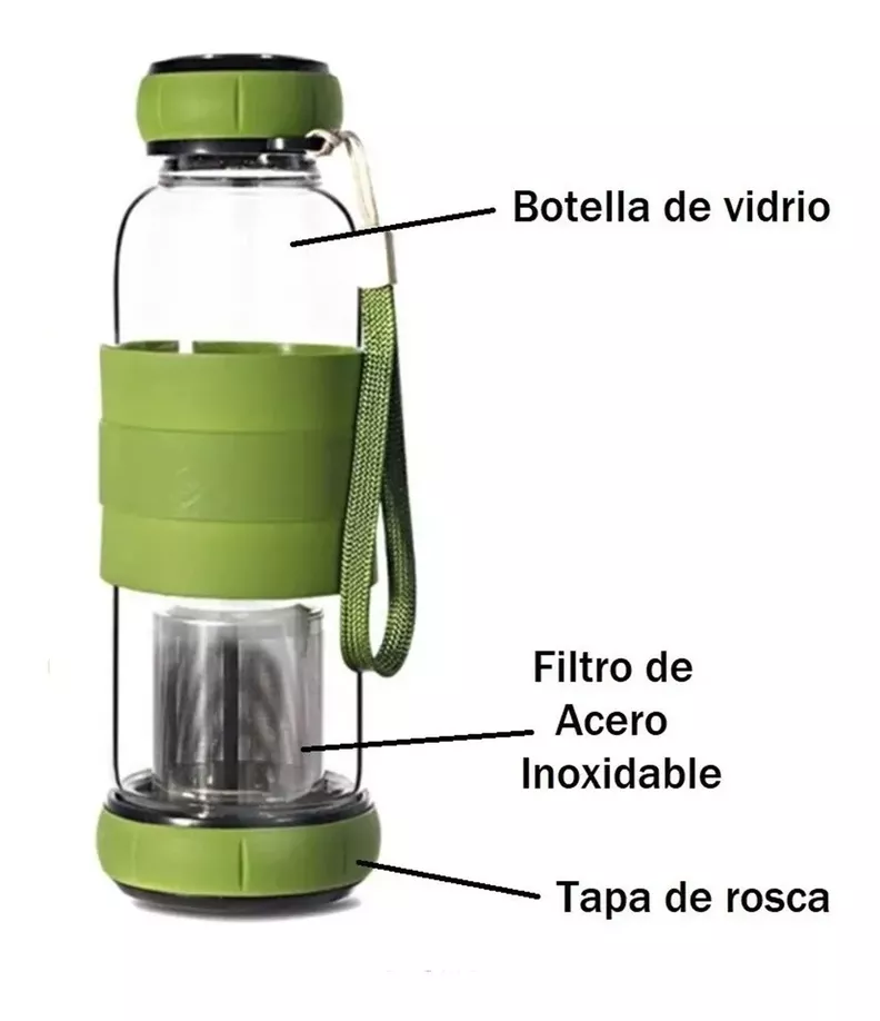 Infusor De Té Botella Vidrio 500 Ml Amarillo-4