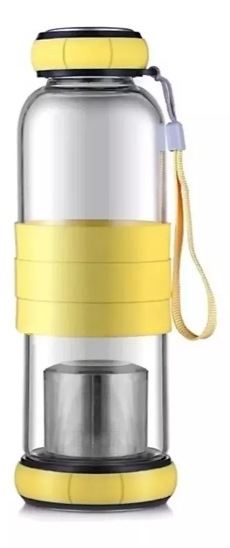 Infusor De Té Botella Vidrio 500 Ml Amarillo-0