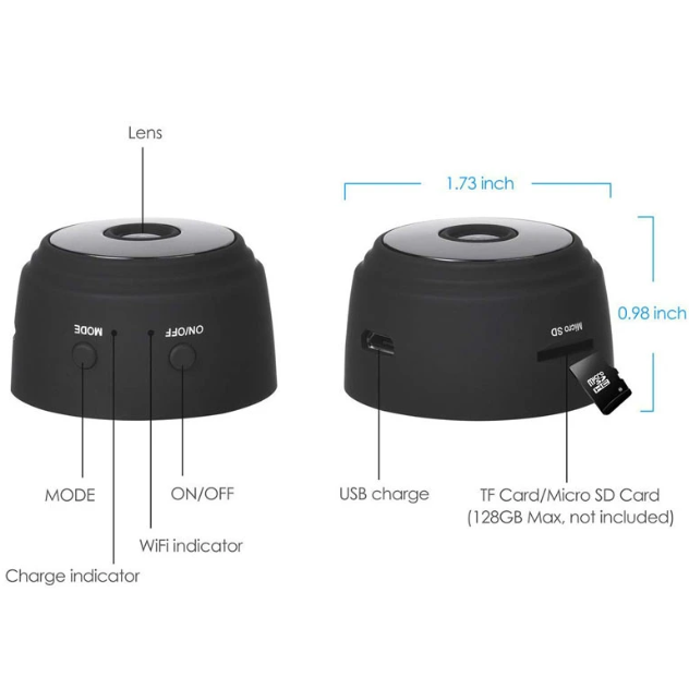 Mini Cámara De Seguridad A9 Con Wifi 1080P Visión Nocturna Inalámbrica Hogar-2