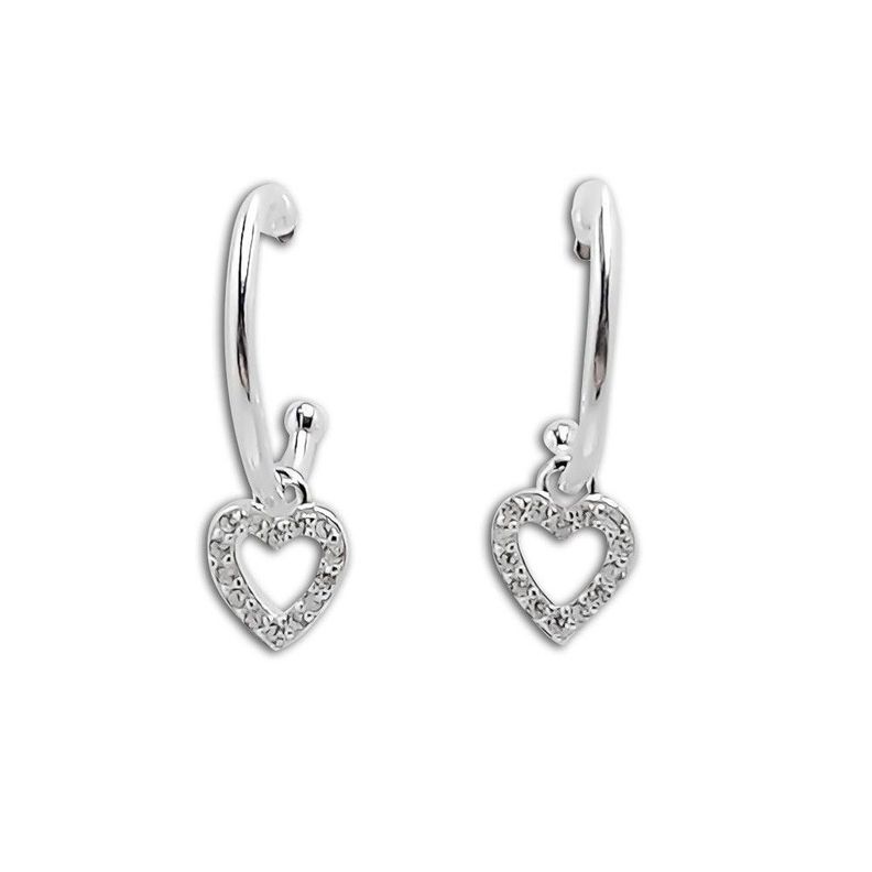 Aros Argolla Corazón Circón Colgante Plata Fina 925-1
