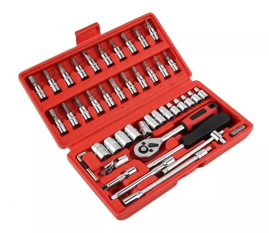 Set Caja Juego Herramienta Dados 46 Piezas Acero Carbono 1/4-0