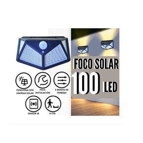 Focos Exteriores 100 Led Solar Luz Fija Sensor-2