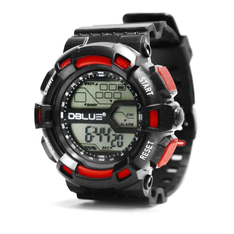 Reloj Digital Deportivo Pantalla Led Función Alarma Rojo Dblue-0