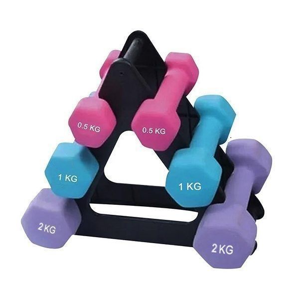 Mini Rack de mancuernas de vinilo – 0,5 kg x 2 – 1,0 kg x 2 – 2,0 kg x 2-0
