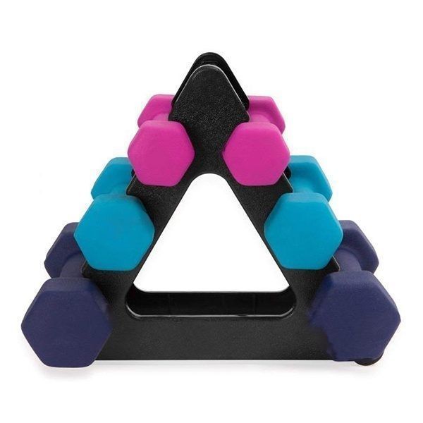 Mini Rack de mancuernas de vinilo – 0,5 kg x 2 – 1,0 kg x 2 – 2,0 kg x 2-1