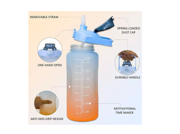 Botella De Agua Motivacional Gran Capacidad 2ltrs Deportiva-2