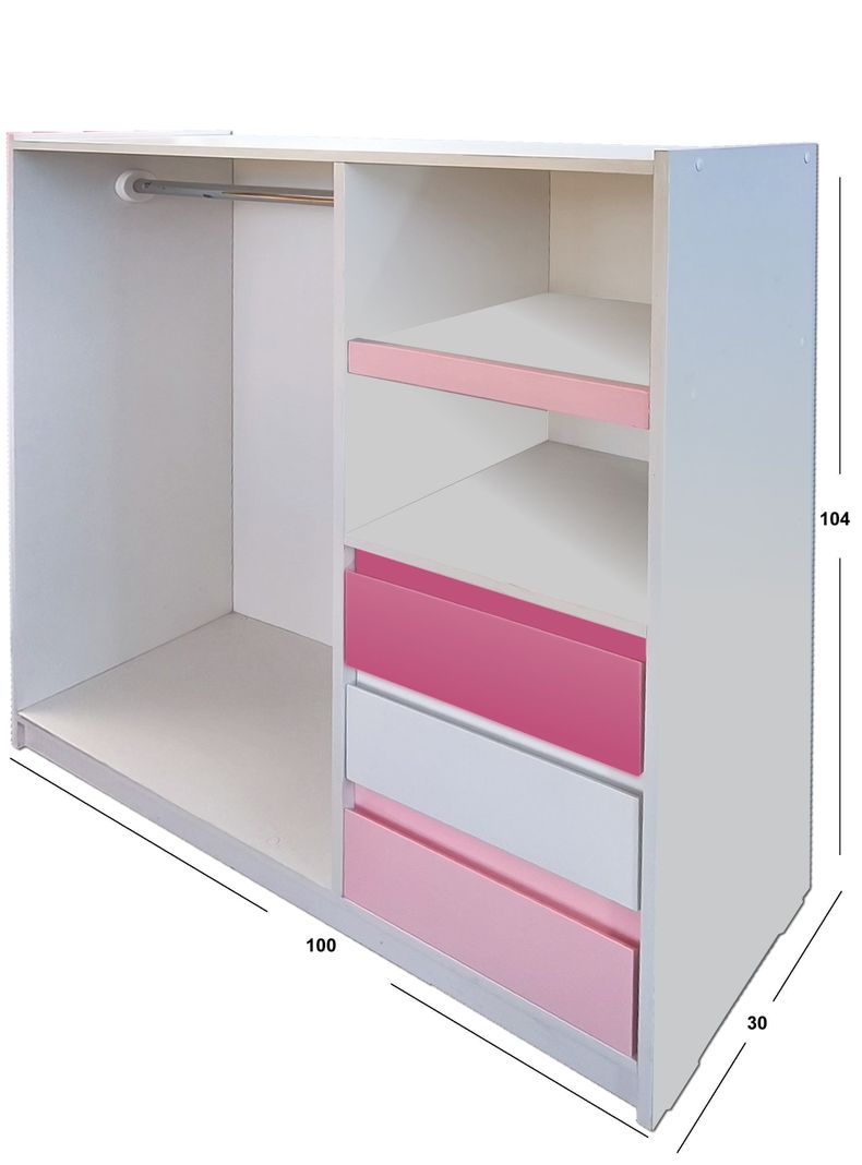 Mini Closet Montessori Minimal Rosado Blanco Rosa-2