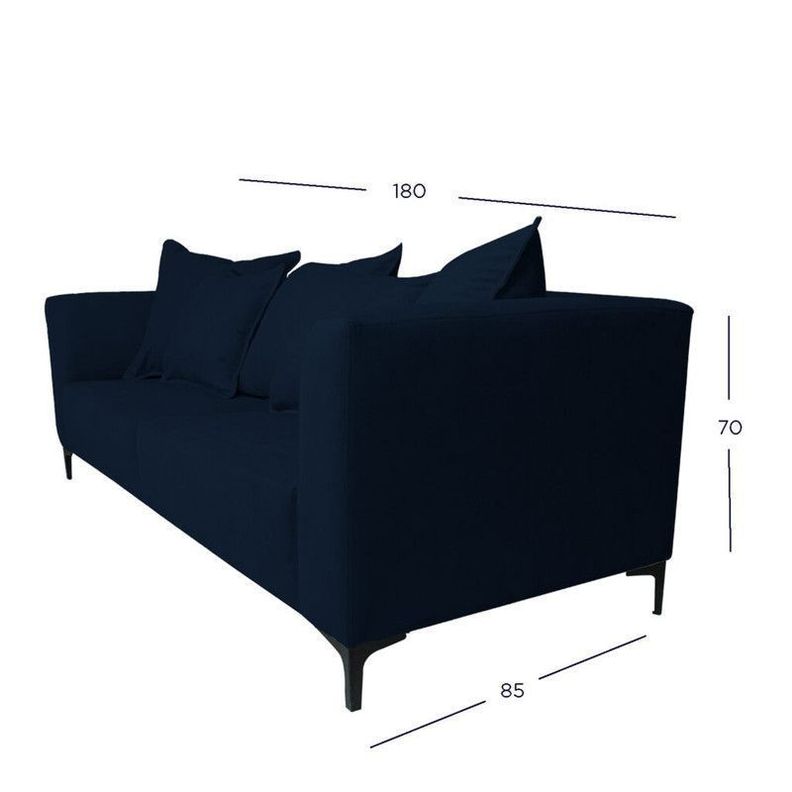 Sofá Cordelia Chenille Tipo Lino Azul 2 Cuerpos-4