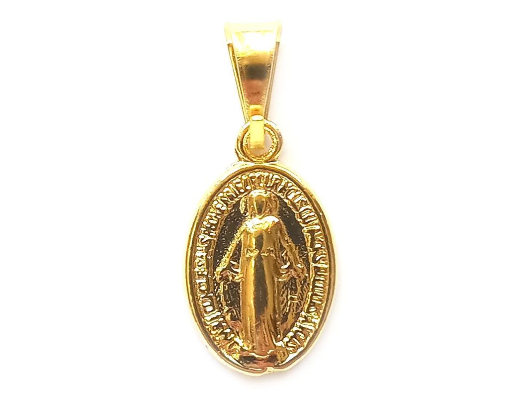 Colgante Medalla Virgen de los Rayos 9mm Enchapado Oro 18K Dorado