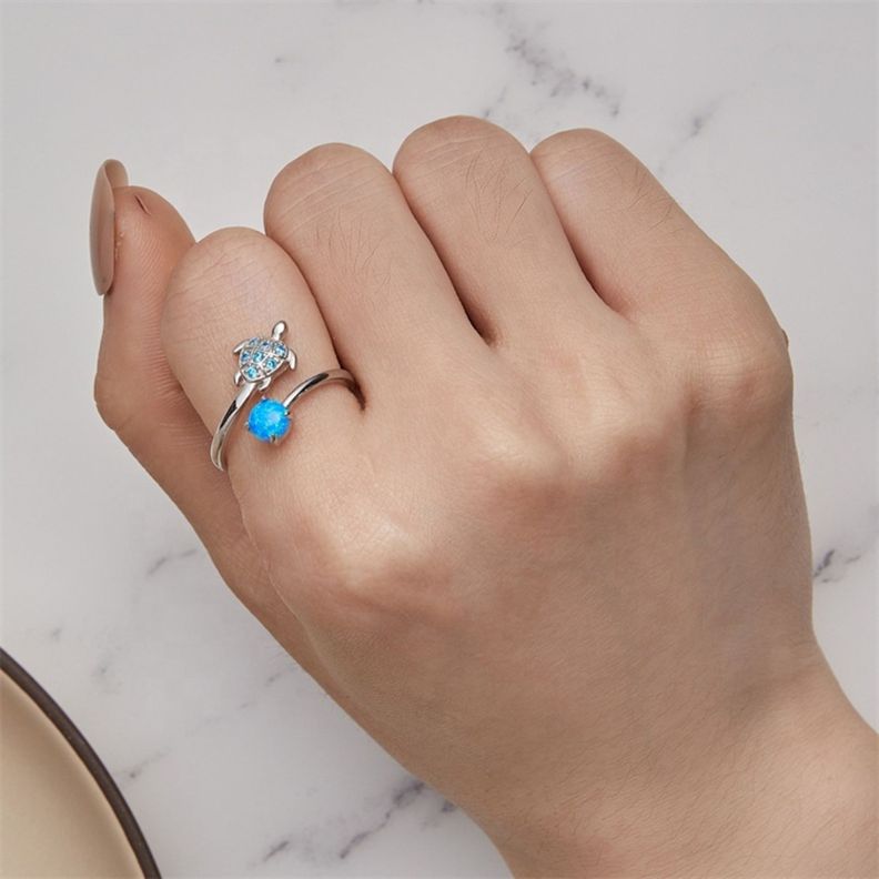 Anillo Tortuga Ajustable Plata 925-1