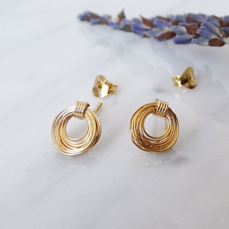 Aros Aritos Nido Alambrismo Plata 925 Baño De Oro - Mabelita-1