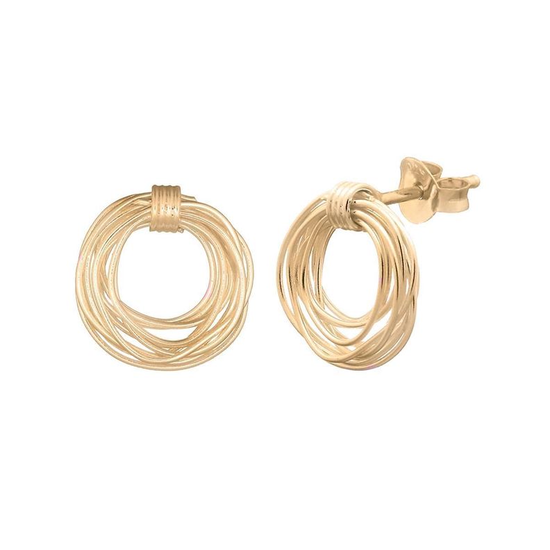 Aros Aritos Nido Alambrismo Plata 925 Baño De Oro - Mabelita-0