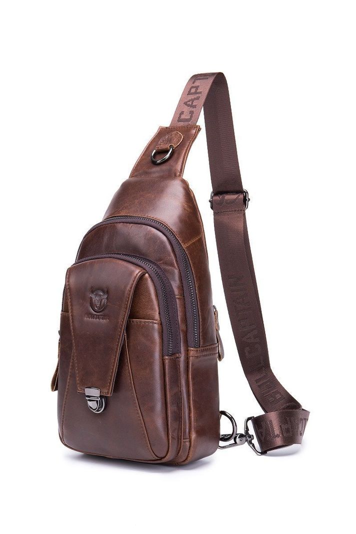 Bolso De Cuero Vintage Cross Body Banano Morral Bullcaptain XB110-0