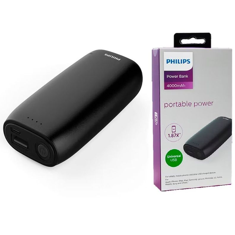 Batería Portatil Power Bank Philips 4000 Mah Negra-1
