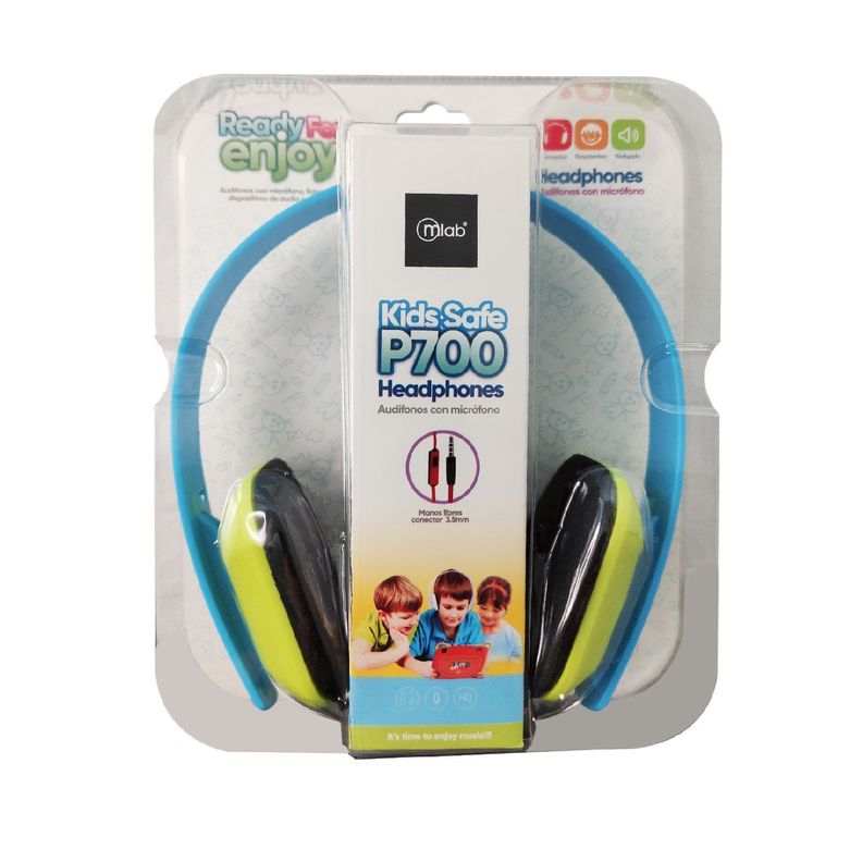 Audífonos Para Niños Ajustable Con Micrófono Azul - Ps-2