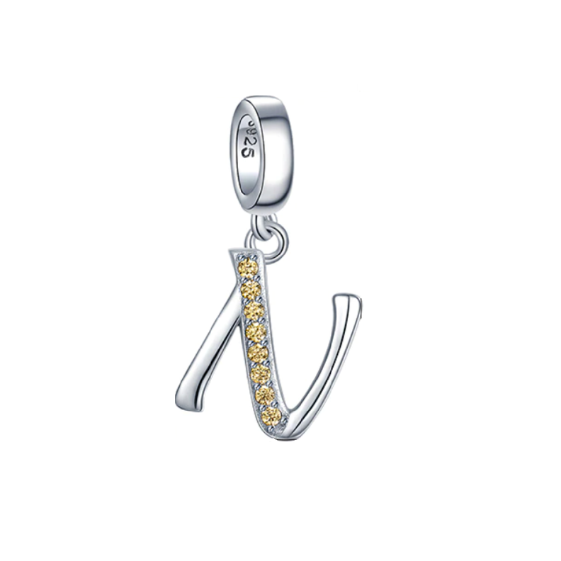 Charm Letra N en Plata Fina 925 SILVER HEART-0