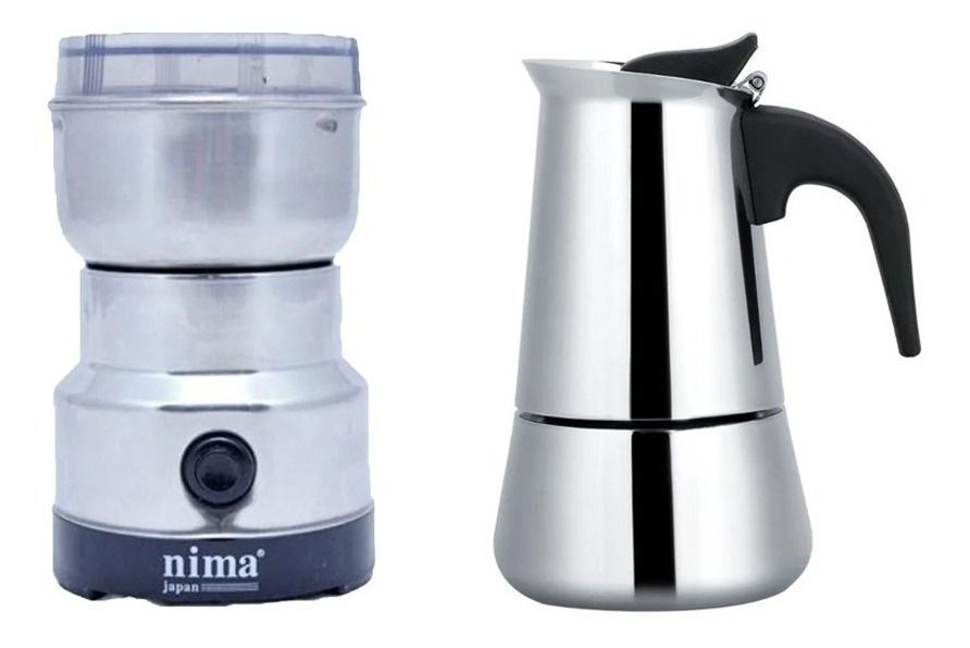 Moledor De Cafe + Cafetera Portátil De 4 Tazas-0