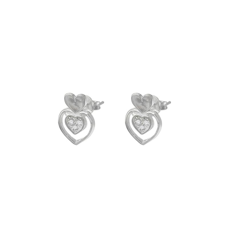 Aro tres corazones en plata 925-0