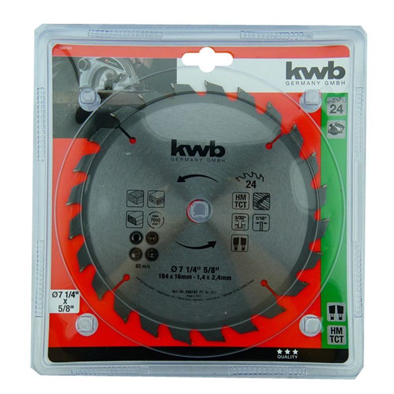 Disco Sierra Circular 7 1/4 Pulgadas 24 Dientes Kwb 586142-0