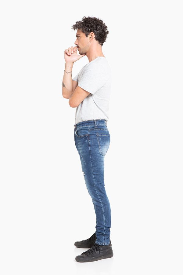 Jeans Hombre Skinny Azul Focalizado Destroyer-4