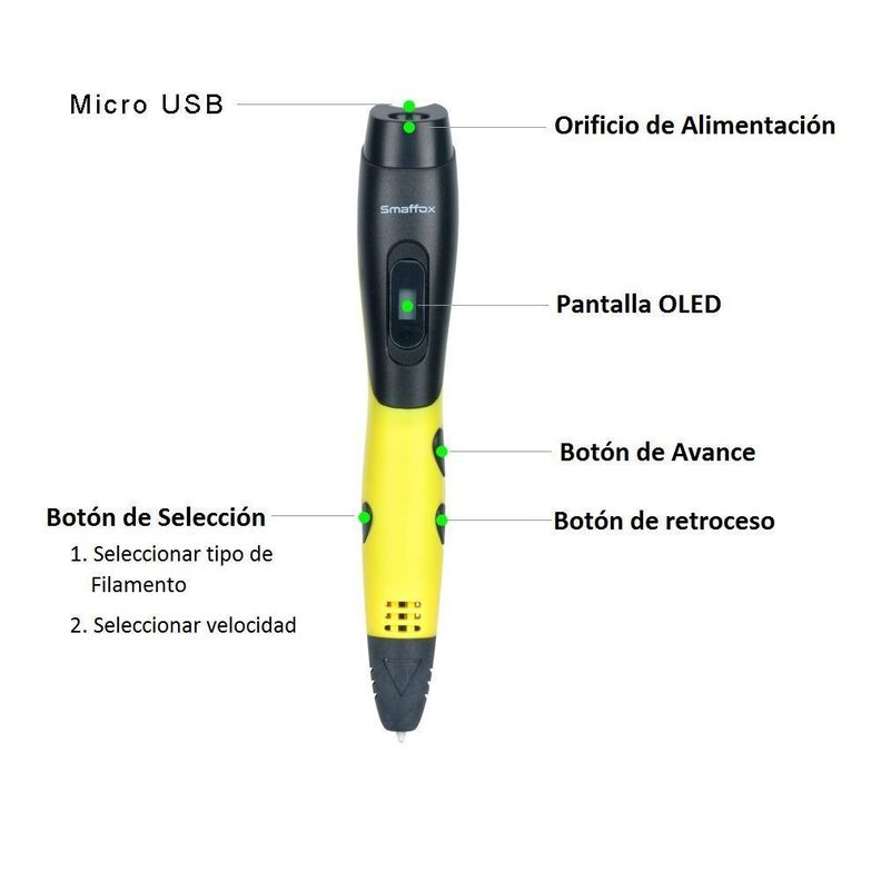 Boligrafo de impresión 3D ABS Smaffox SM-01 54M + Estuche-3