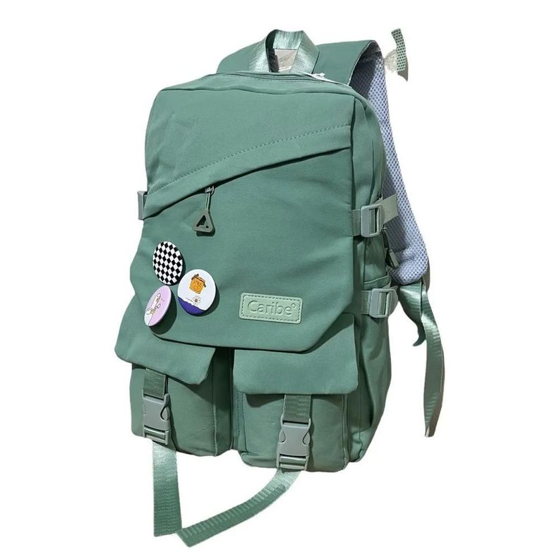 Mochila Bolso Escolar Juvenil Impermeable Gran Capacidad Verde-0