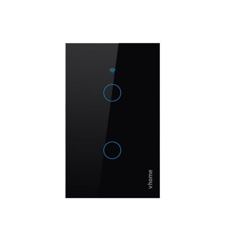 Interruptor Wifi RF Vhome Live SN Sin Neutro Black Touch 2 Canales Compatible Con Google Home y Alexa-2