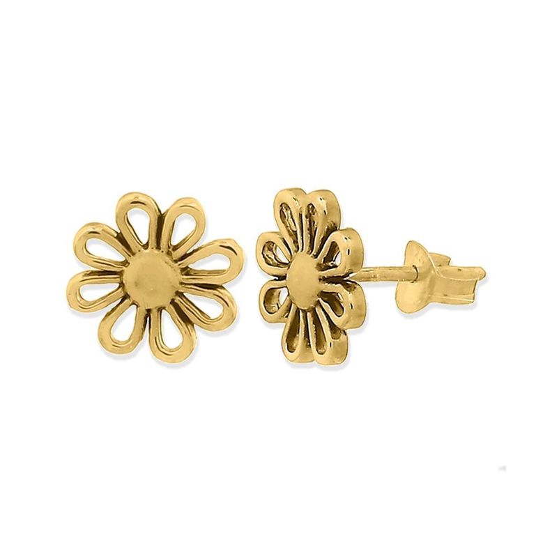 Aros Aritos de Plata Baño de Oro Margaritas - Mabelita-1