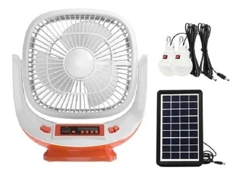 Ventilador Recargable Solar / Linterna / Radio / Bluetooth-0
