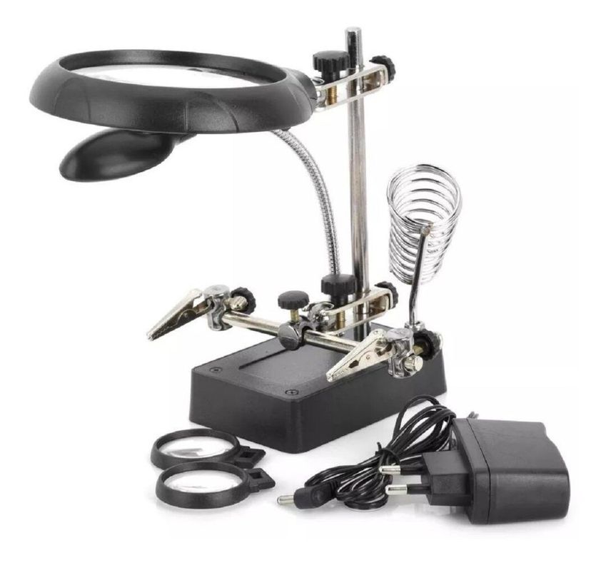  Lupa  Ayudante Soldar Porta Cautin 10X5 Led Am64-1