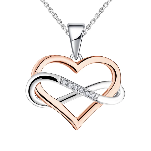 Collar Corazón Infinito Plata 925 Bañado En Oro-0