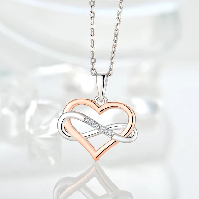 Collar Corazón Infinito Plata 925 Bañado En Oro-1