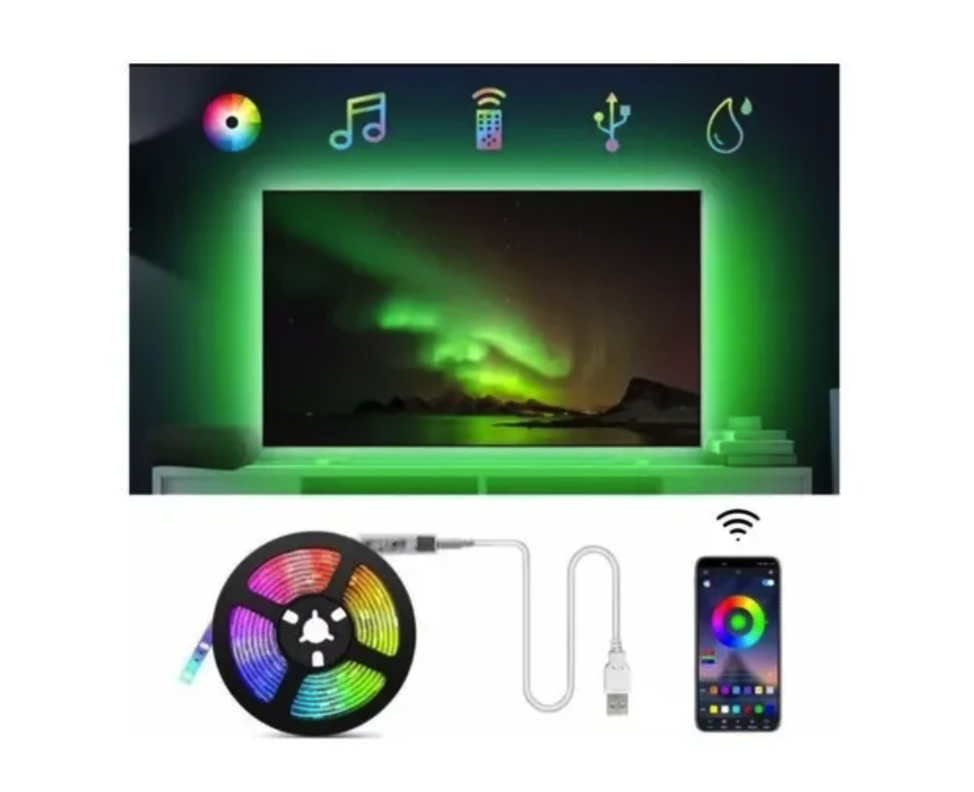 Cinta Tv Bluetooth Led 5 Metros Rgb Usb Smart 5v-5