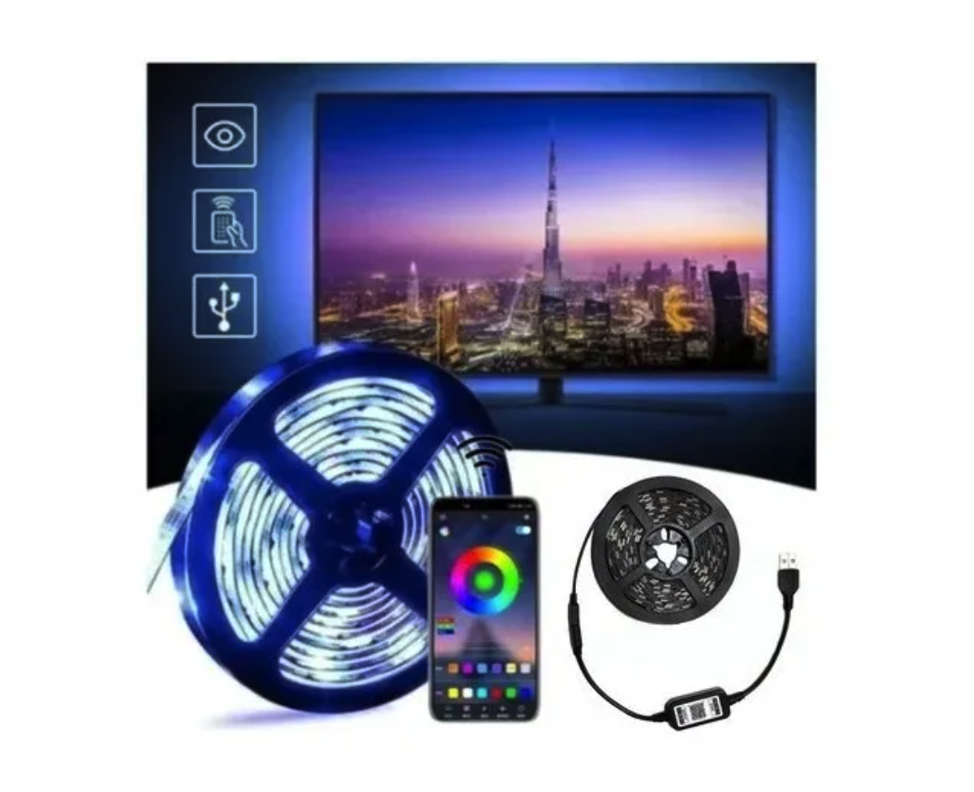Cinta Tv Bluetooth Led 5 Metros Rgb Usb Smart 5v-1