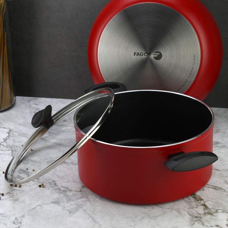 Batería de cocina de aluminio roja Máxima 6 Piezas-7