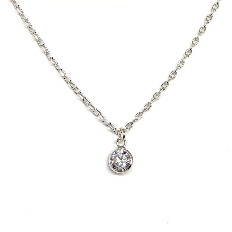 Collar Punto De Luz Cadena Eslabón Plata Fina 925-1