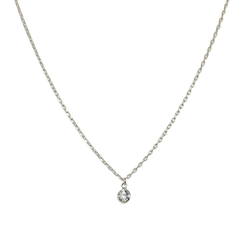 Collar Punto De Luz Cadena Eslabón Plata Fina 925-0