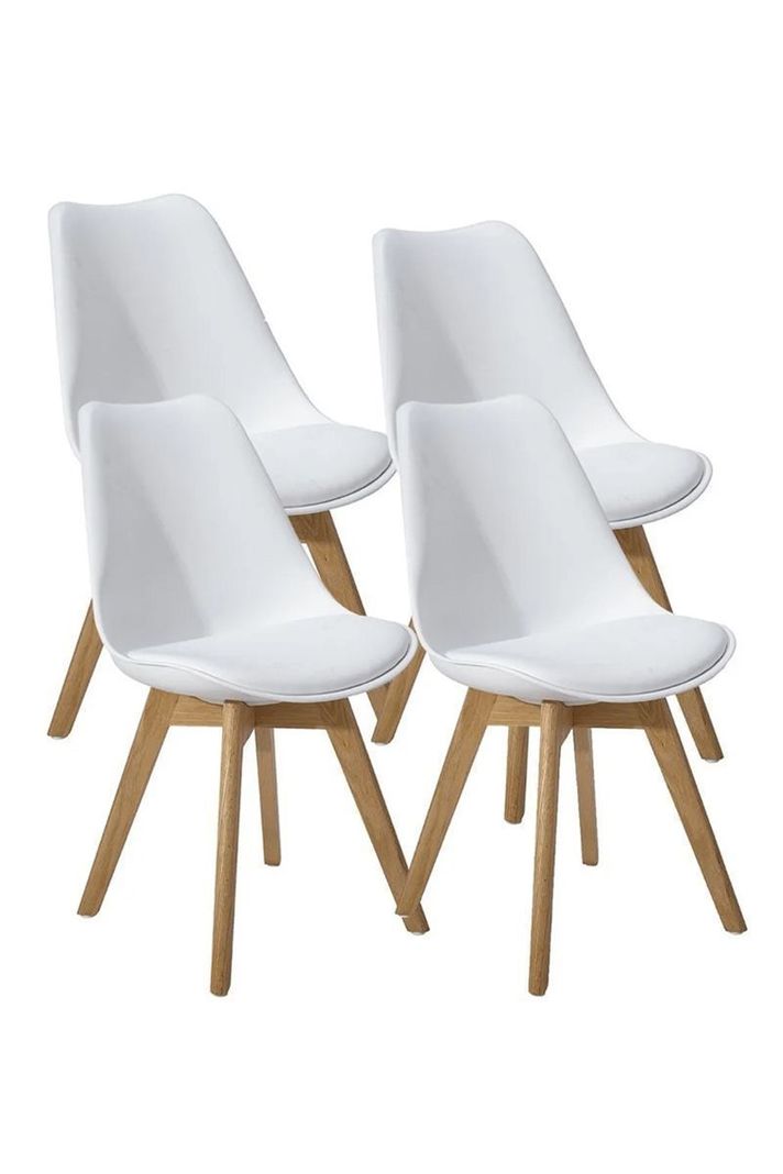 Pack 4 Sillas Eames Tulip con Cojín Blanco