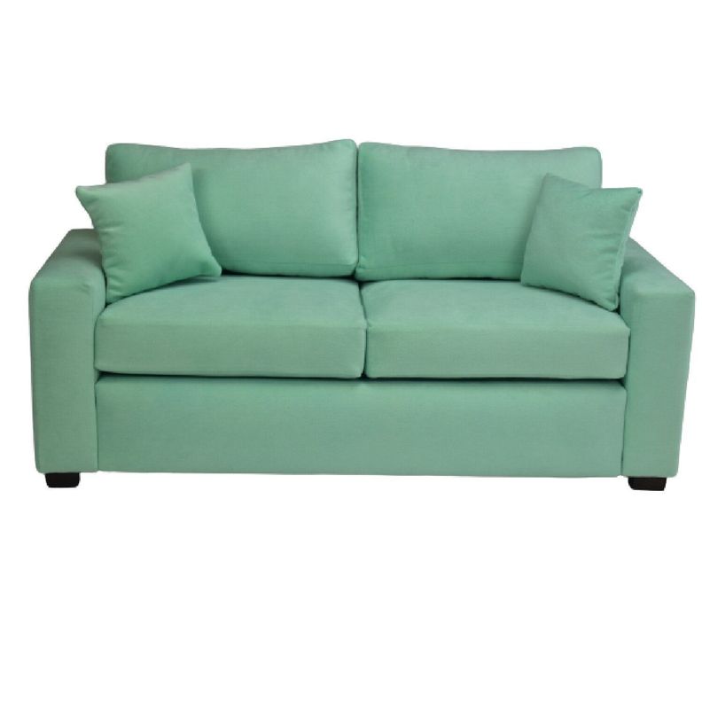 Sofá BILDUN Romme 3 Cuerpos Felpa Verde Agua + 2 pouf-3