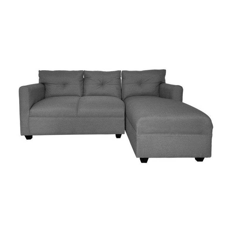 Seccional Mateo Chenille Gris Pata Plastica