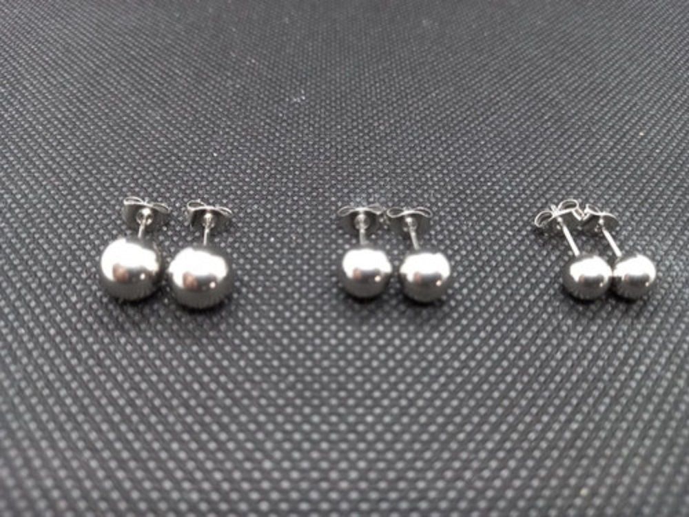 Pendientes Esferas plateadas de 6mm hipoalergénicos-3