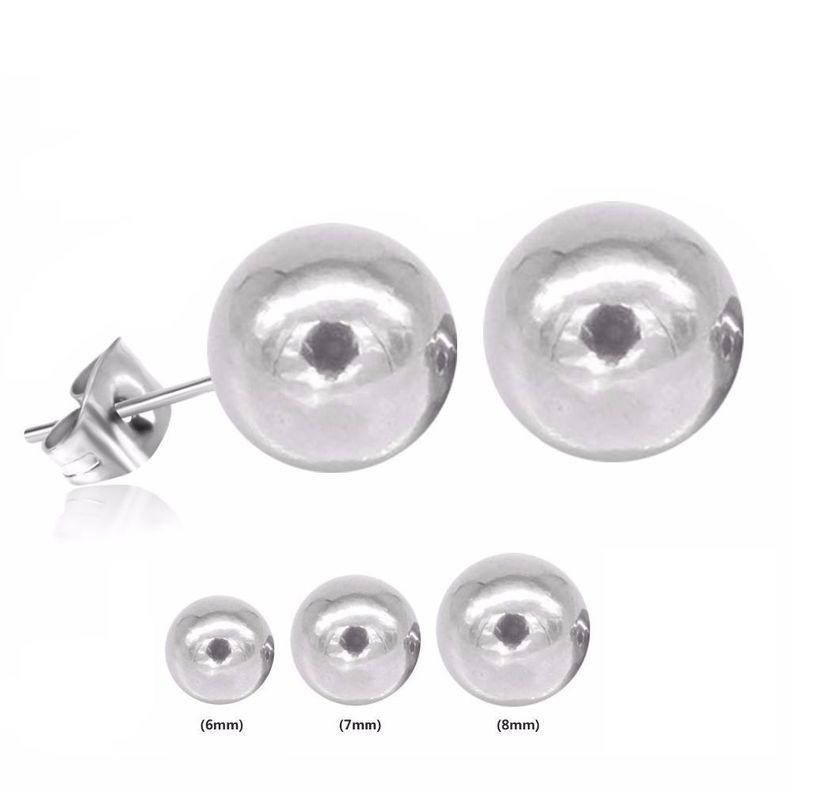 Pendientes Esferas plateadas de 6mm hipoalergénicos-1