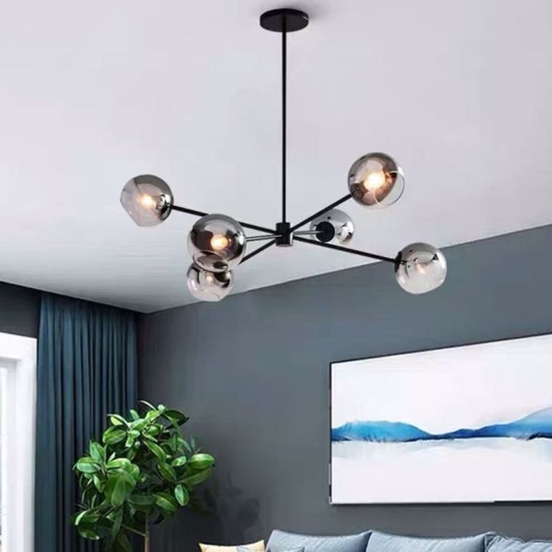 Lámpara Colgante Woknos 6 Luces Negro-1