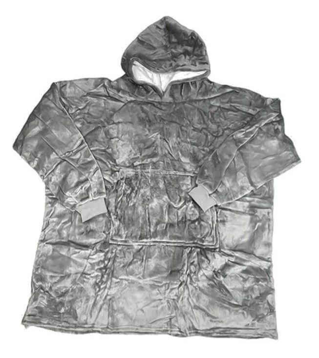 Poleron Sherpa Capucha Chiporro Invierno Gris-0