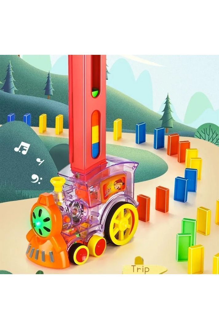 Tren Dominó Para Niños, Juego De Bloques De Construcción-1