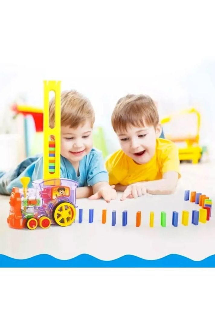 Tren Dominó Para Niños, Juego De Bloques De Construcción-4