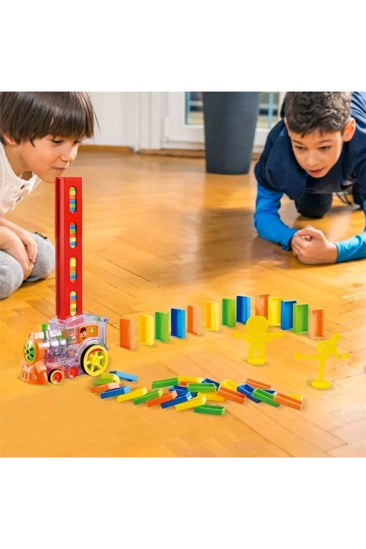 Tren Dominó Para Niños, Juego De Bloques De Construcción-7