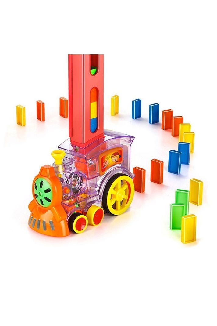 Tren Dominó Para Niños, Juego De Bloques De Construcción-5
